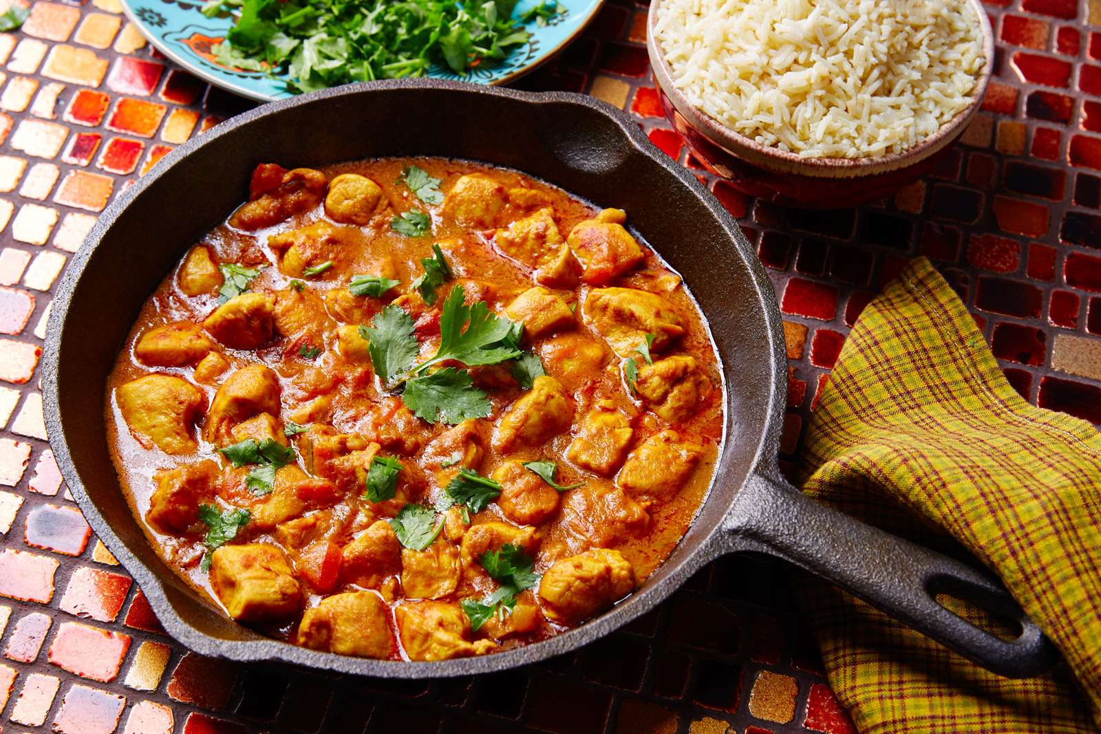 Traditional Chicken Curry served with long grain rice